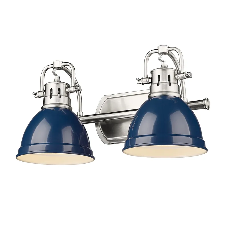 Yep by Golden Lighting Duncan 2-light Vanity in Pewter and Navy Blue shade — Golden Lighting LED Wall Lights  