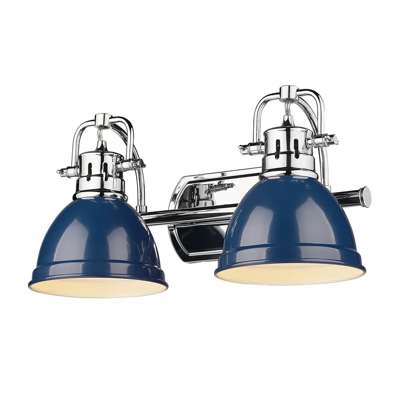 Yep by Golden Lighting Duncan 2-light Vanity in Chrome and Navy Blue shade — Golden Lighting LED Wall Lights  