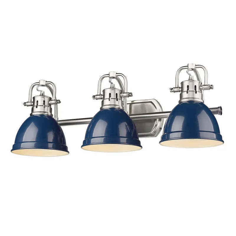 Yep by Golden Lighting Duncan 3-light Vanity in Pewter and Navy Blue shade — Golden Lighting LED Wall Lights  