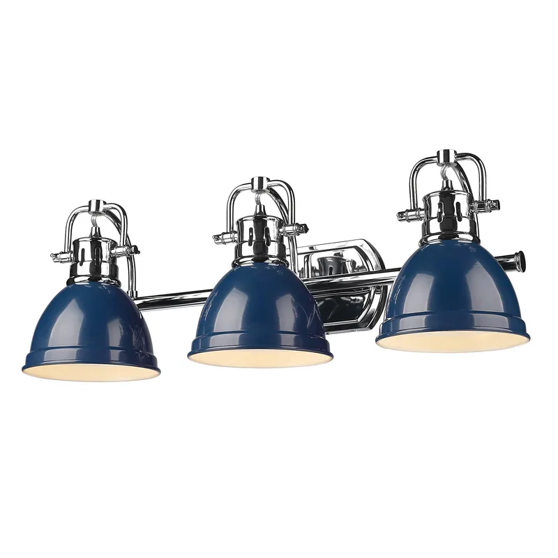 Yep by Golden Lighting Duncan 3-light Vanity in Chrome and Navy Blue shade — Golden Lighting LED Wall Lights 100.0W 