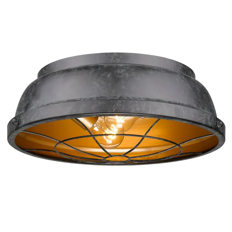 Golden Lighting Bartlett 2-light Flush Mount in Black Patina — Golden Lighting LED Ceiling Lights  