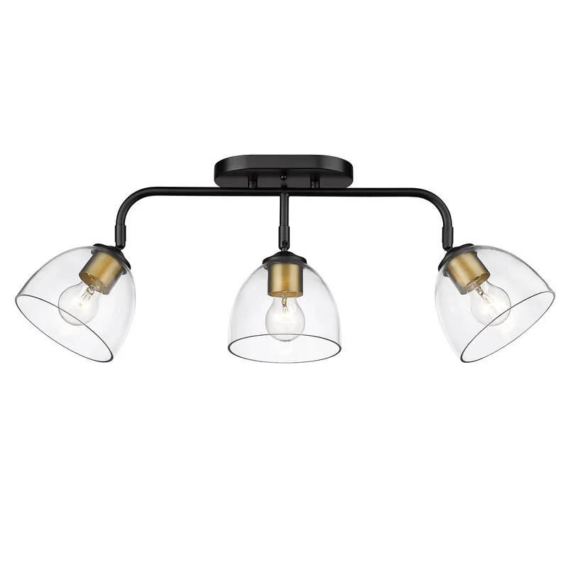 Golden Lighting Roxie 3-light Semi-Flush Mount in Matte Black and Brushed Champagne Brass — Golden Lighting LED Pendant Lights  