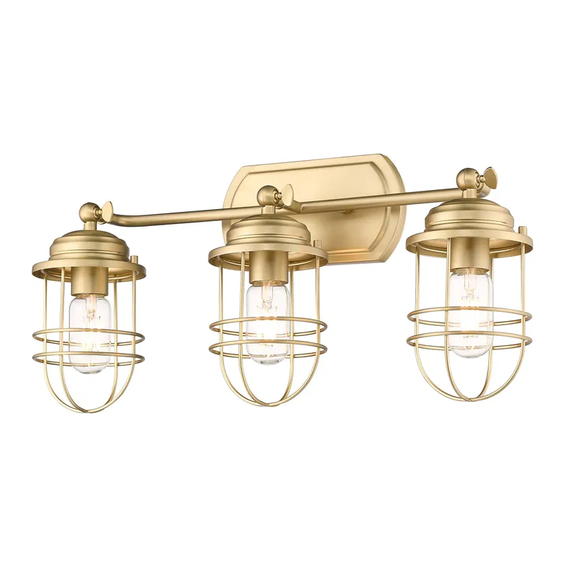 Golden Lighting Seaport 3-light Vanity in Brushed Champagne Brass — Golden Lighting LED Wall Lights  