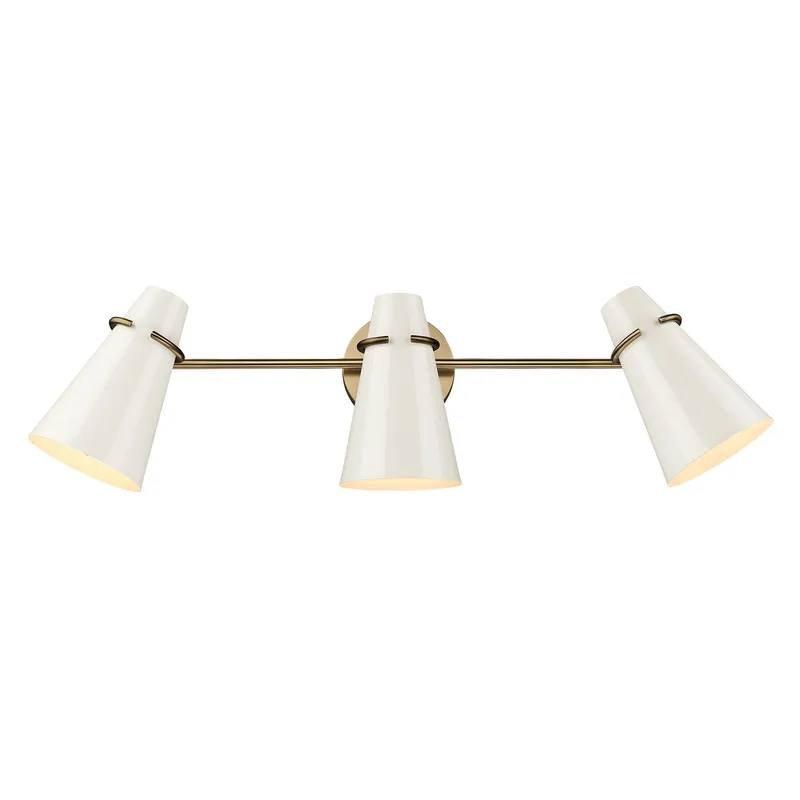 Golden Lighting Reeva 3-light Vanity in Modern Brass and Glossy Ecru shade — Golden Lighting LED Wall Lights 100.0W 