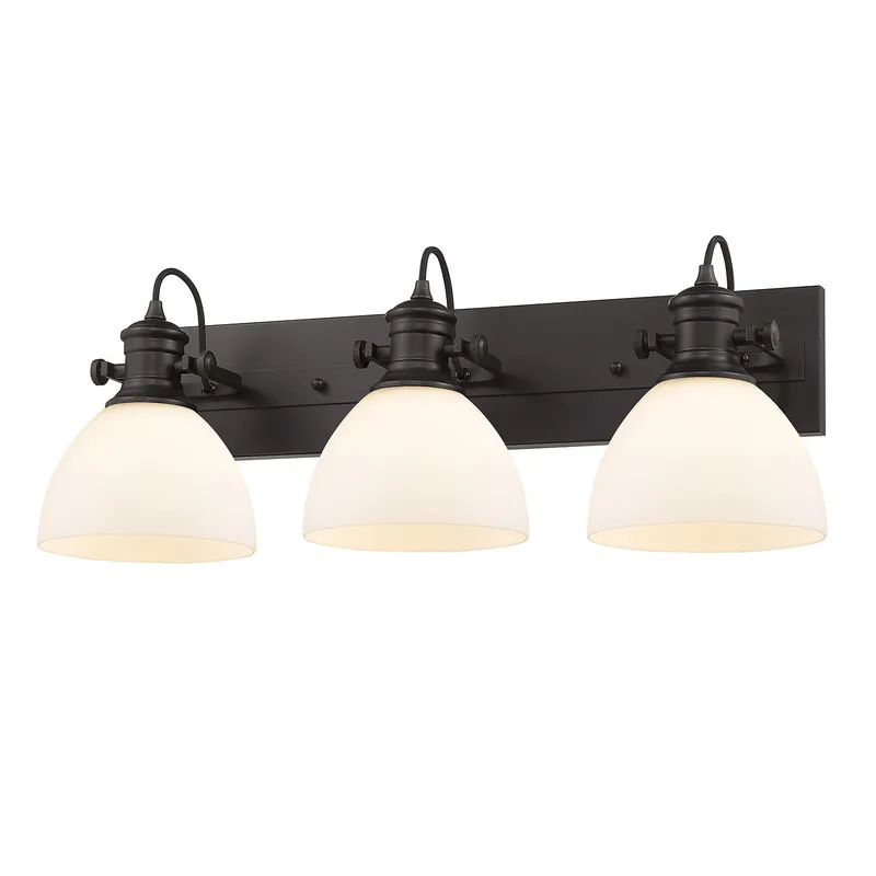Yep by Golden Lighting Hines 3-light Vanity in Rubbed Bronze and Opal Glass — Golden Lighting LED Wall Lights 60.0W 