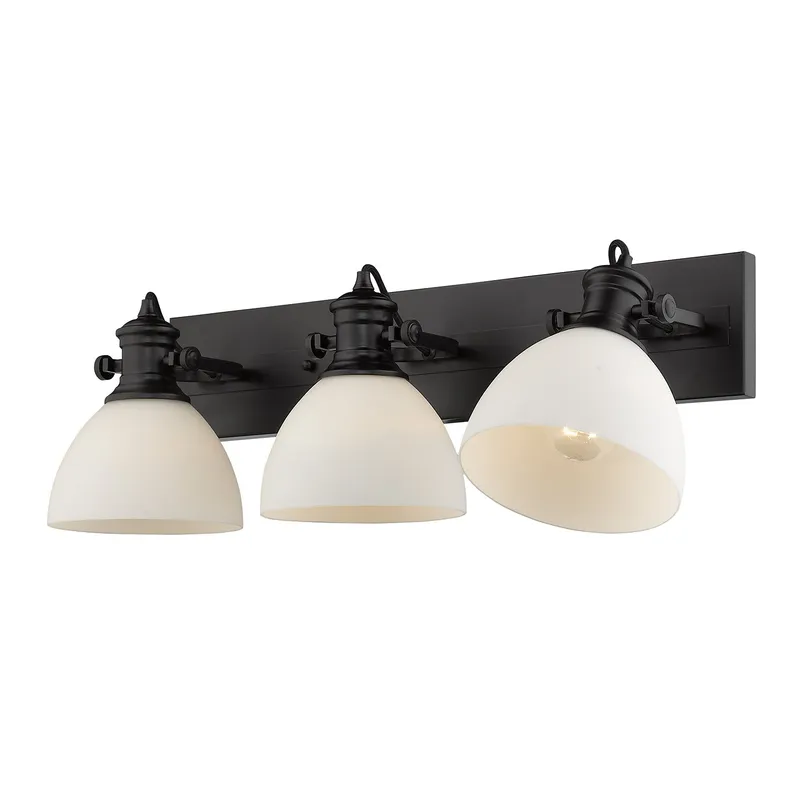 Yep by Golden Lighting Hines 3-light Vanity in Matte Black and Opal Glass — Golden Lighting LED Wall Lights  