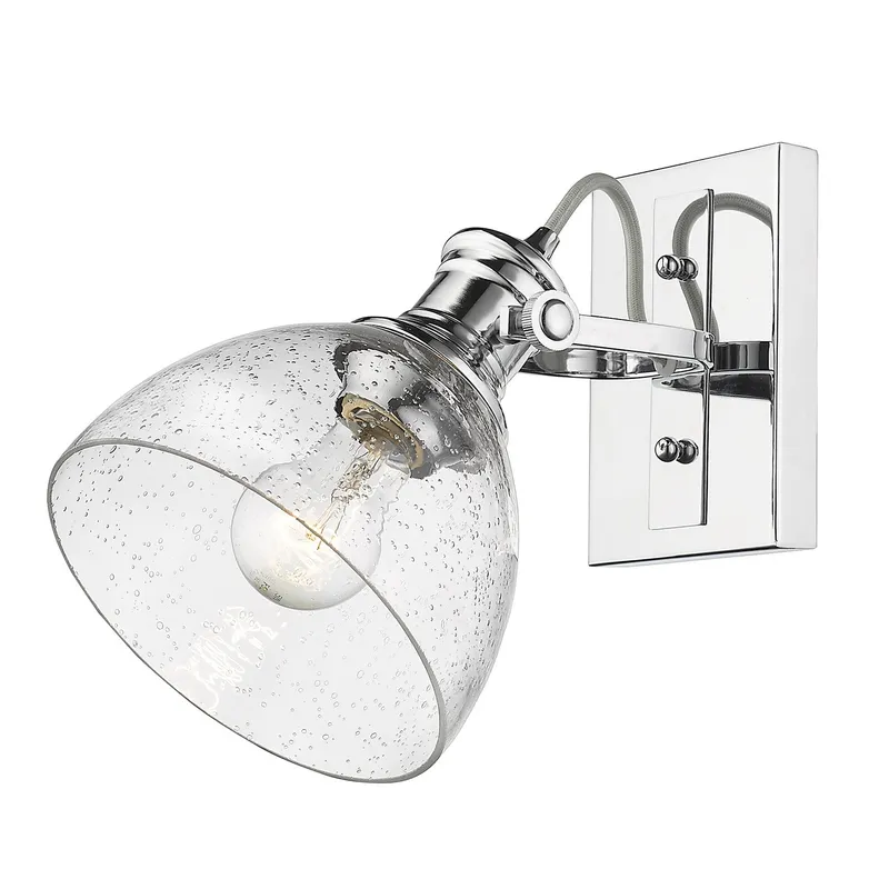 Yep by Golden Lighting Hines 1-light Vanity in Chrome and Seeded Glass — Golden Lighting LED Wall Lights 60.0W 