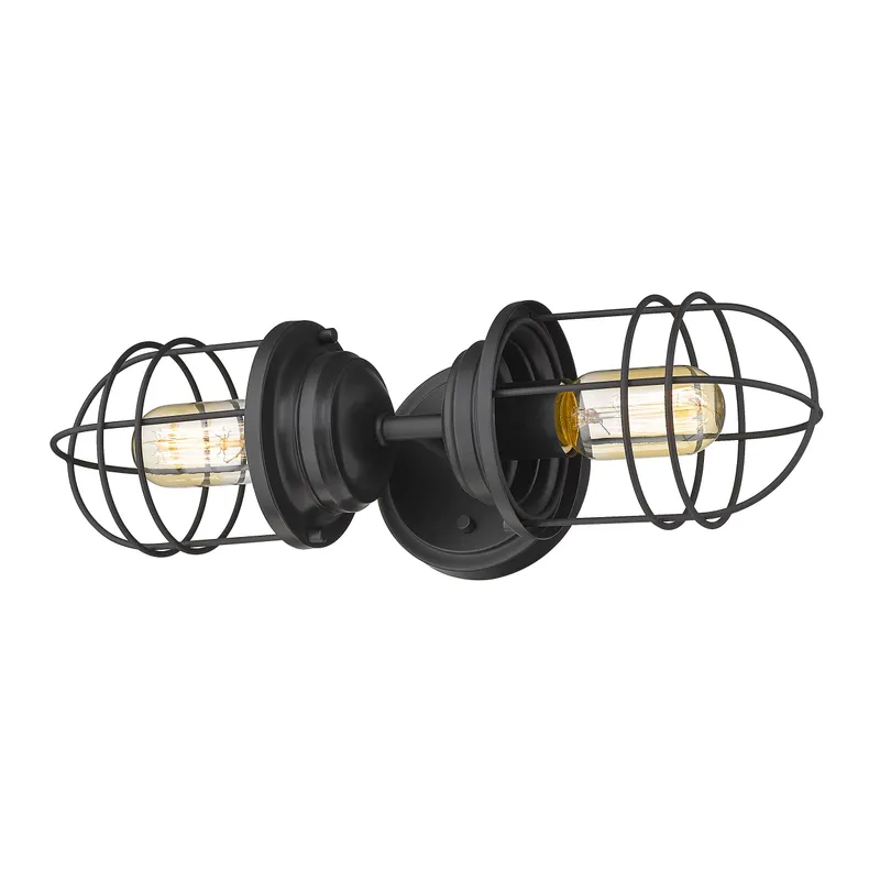 Golden Lighting Seaport 2-light Vanity in Matte Black — Golden Lighting LED Wall Lights 2.0W 