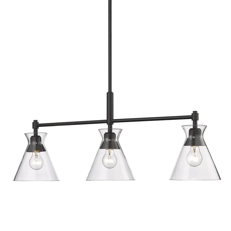 Golden Lighting Malta 3-light Island Light in Matte Black — Golden Lighting LED Pendant Lights  