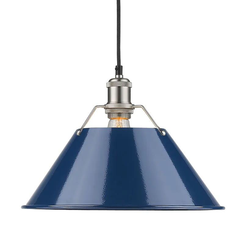 Yep by Golden Lighting Orwell 1-light 14in Pendant in Pewter and Navy Blue shade — Golden Lighting LED Pendant Lights 100.0W 