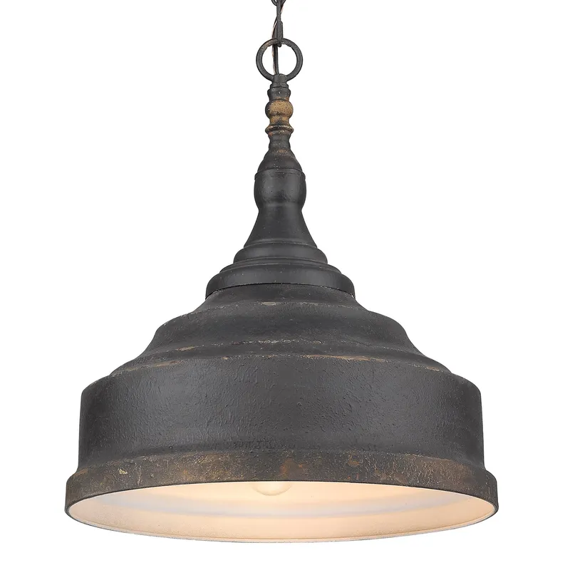 Golden Lighting Keating 3-light Pendant in Antique Black Iron — Golden Lighting LED Pendant Lights 60.0W 