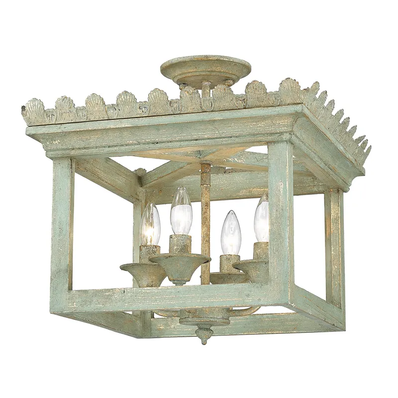 Golden Lighting Finley 4-light Semi-Flush Mount in Vintage Sage — Golden Lighting LED Ceiling Lights 60.0W 