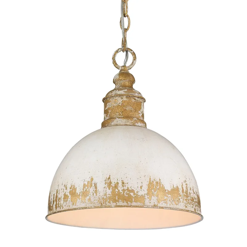 Golden Lighting Alison 1-light Pendant in Vintage Gold and Antique Ivory shade — Golden Lighting LED Pendant Lights  