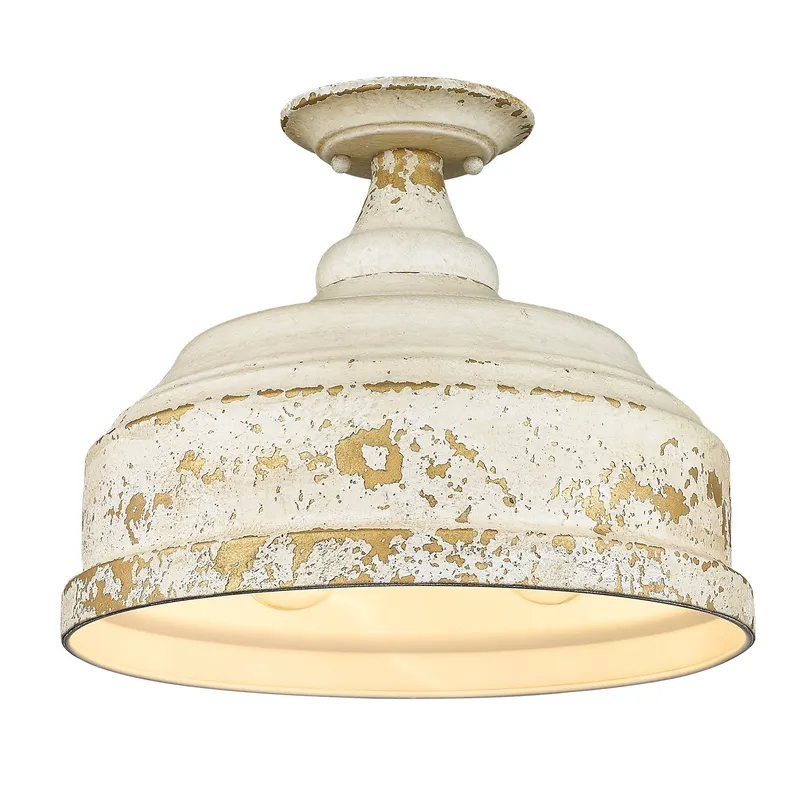 Golden Lighting Keating 3-light Semi-Flush Mount in Antique Ivory — Golden Lighting LED Ceiling Lights  
