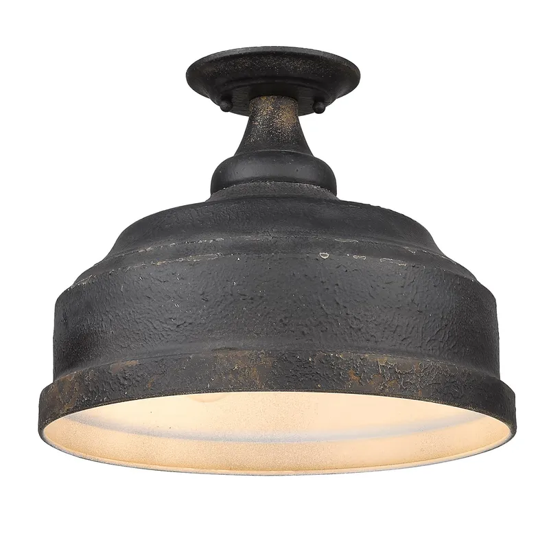 Golden Lighting Keating 3-light Semi-Flush Mount in Antique Black Iron — Golden Lighting LED Ceiling Lights  