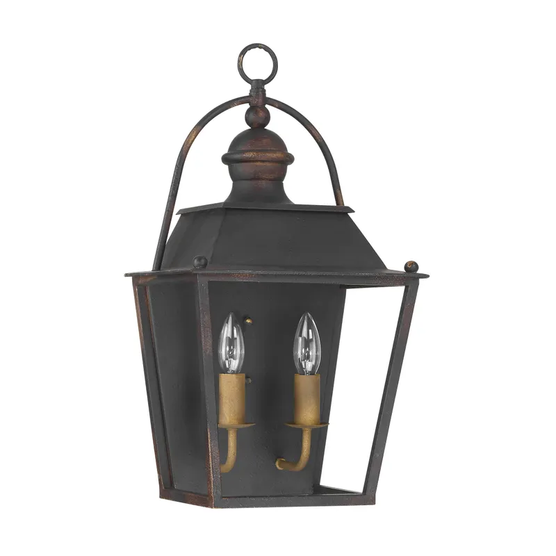 Golden Lighting Christoff 2-light Wall Sconce in Antique Black Iron — Golden Lighting LED Wall Lights 60.0W 