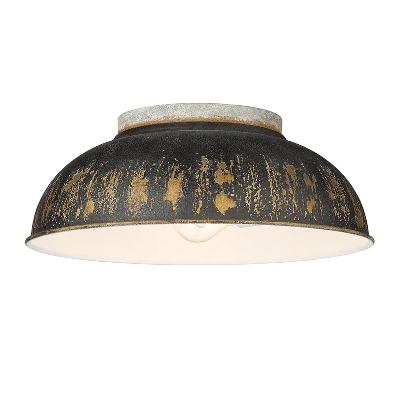 Golden Lighting Kinsley 2-light Flush Mount in Antique Black Iron shade — Golden Lighting LED Ceiling Lights 100.0W 