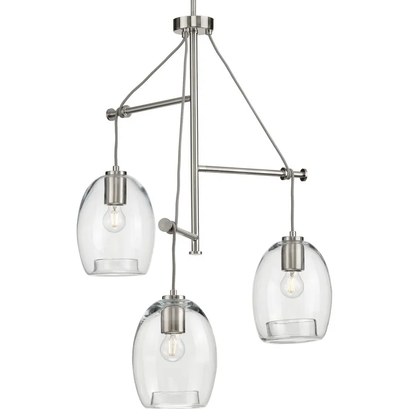 Caisson Collection Three-Light Clear Glass Pendant Light — Progress Lighting LED Landscape Lights  