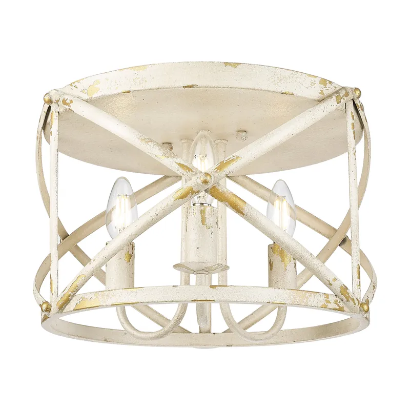 Golden Lighting Alcott 3-light Flush Mount in Antique Ivory — Golden Lighting LED Ceiling Lights  