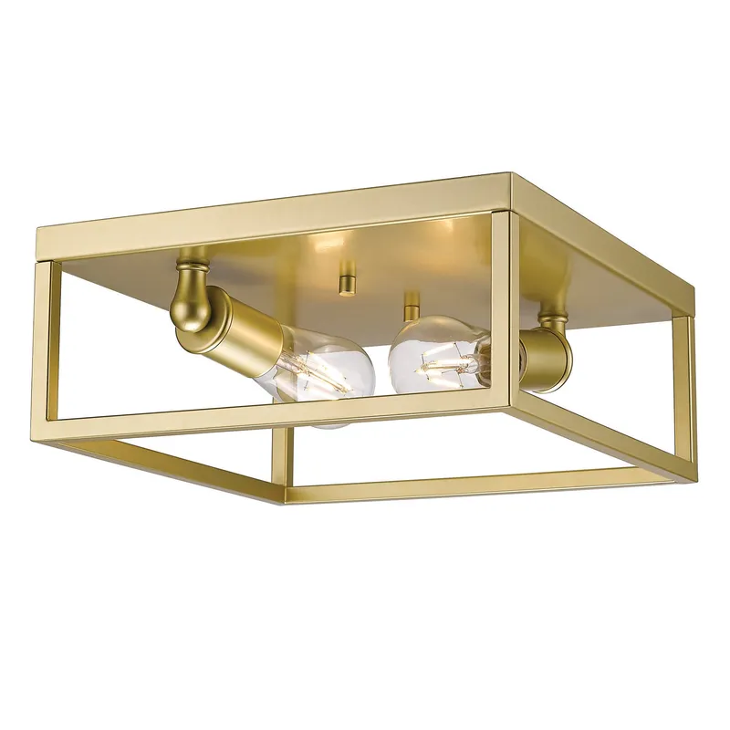 Golden Lighting Wesson 2-light Flush Mount in Olympic Gold — Golden Lighting LED Ceiling Lights  