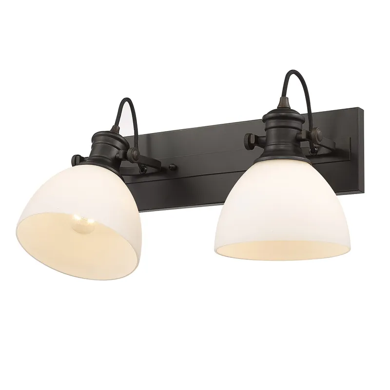 Yep by Golden Lighting Hines 2-light Vanity in Rubbed Bronze and Opal Glass — Golden Lighting LED Wall Lights 60.0W 