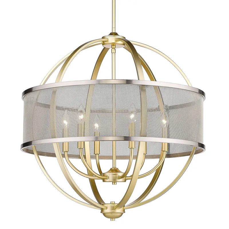 Golden Lighting Colson 6-light Chandelier in Olympic Gold and Pewter shade — Golden Lighting LED Pendant Lights  