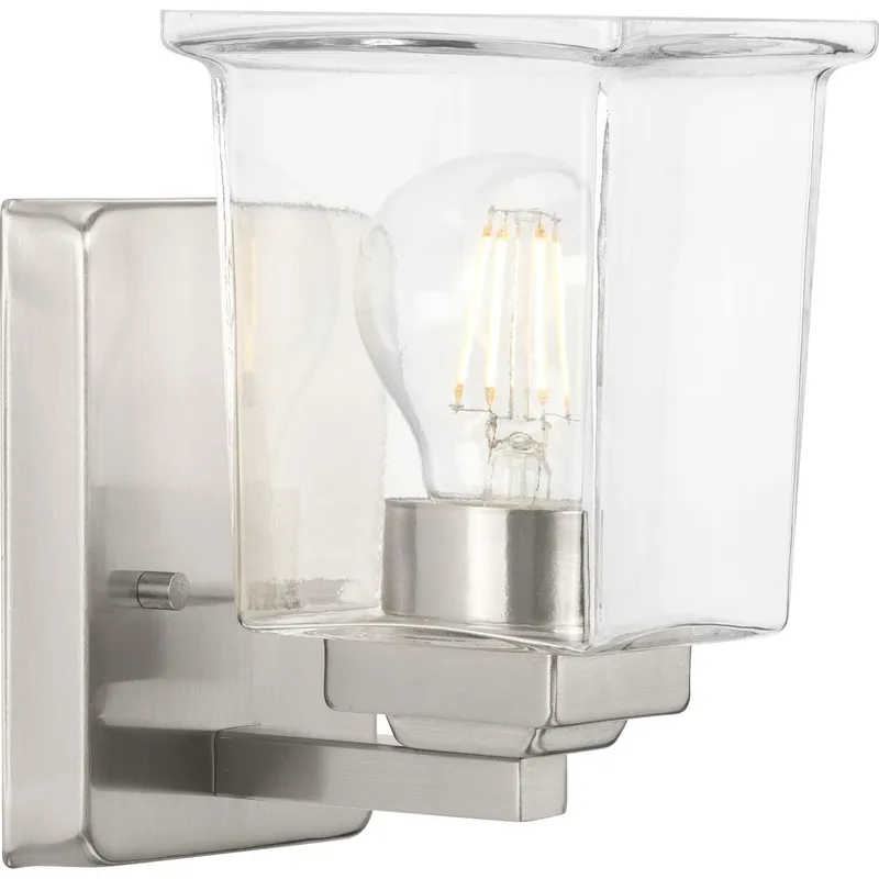 Gilmour Collection One-Light Clear Glass Bath Vanity Light — Progress Lighting LED Wall Lights  