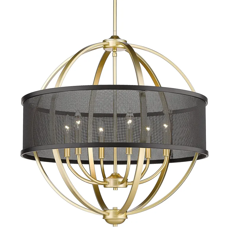 Golden Lighting Colson 6-light Chandelier in Olympic Gold and Matte Black shade — Golden Lighting LED Pendant Lights  