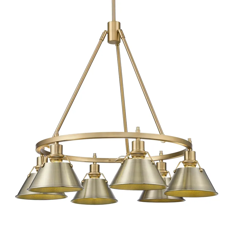 Yep by Golden Lighting Orwell 6-light Chandelier in Brushed Champagne Brass and Aged Brass shade — Golden Lighting LED Pendant Lights 60.0W 