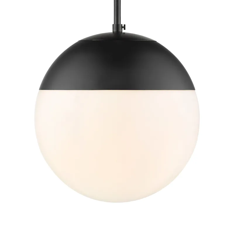 Golden Lighting Dixon 1-light 12in Pendant and Matte Black shade and Opal Glass — Golden Lighting LED Pendant Lights 100.0W 