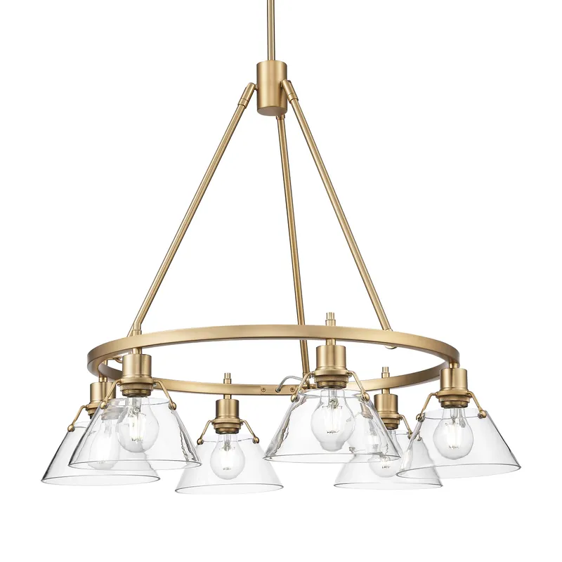 Yep by Golden Lighting Orwell 6-light Chandelier in Brushed Champagne Brass and Clear Glass — Golden Lighting LED Pendant Lights 60.0W 