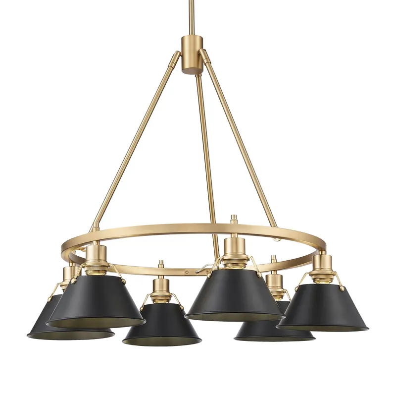 Yep by Golden Lighting Orwell 6-light Chandelier in Brushed Champagne Brass and Matte Black shade — Golden Lighting LED Pendant Lights 60.0W 