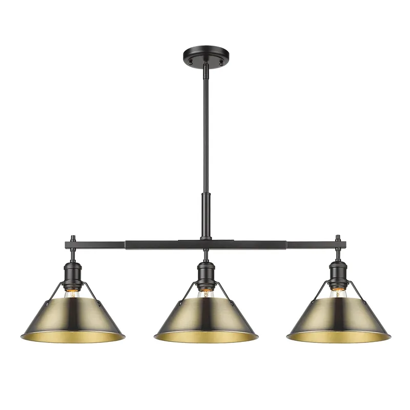 Yep by Golden Lighting Orwell 3-light Island Light in Matte Black and Aged Brass shade — Golden Lighting LED Pendant Lights  