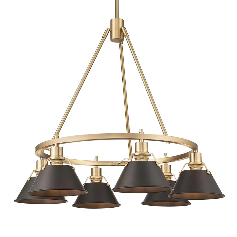 Yep by Golden Lighting Orwell 6-light Chandelier in Brushed Champagne Brass and Rubbed Bronze shade — Golden Lighting LED Pendant Lights  