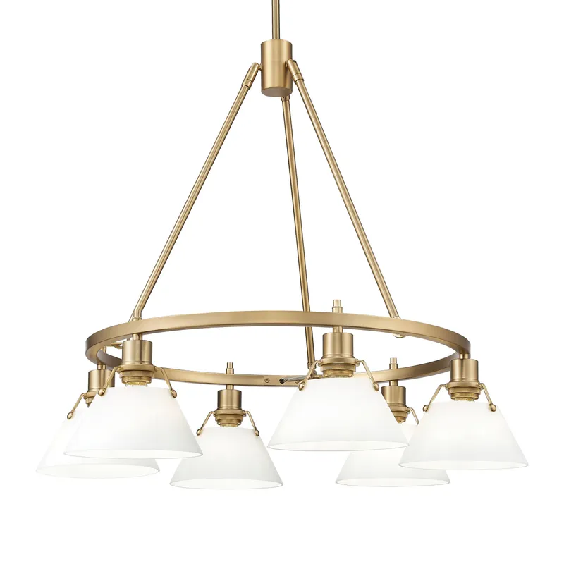 Yep by Golden Lighting Orwell 6-light Chandelier in Brushed Champagne Brass and Opal Glass — Golden Lighting LED Pendant Lights  