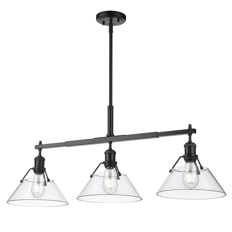 Yep by Golden Lighting Orwell 3-light Island Light in Matte Black and Clear Glass — Golden Lighting LED Pendant Lights  