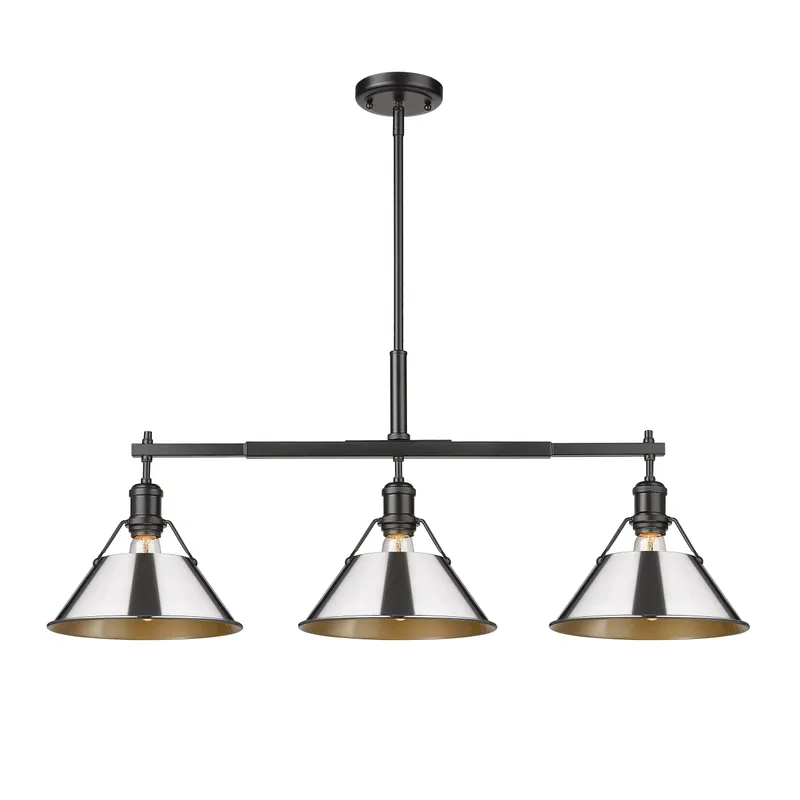 Yep by Golden Lighting Orwell 3-light Island Light in Matte Black and Chrome shade — Golden Lighting LED Pendant Lights  