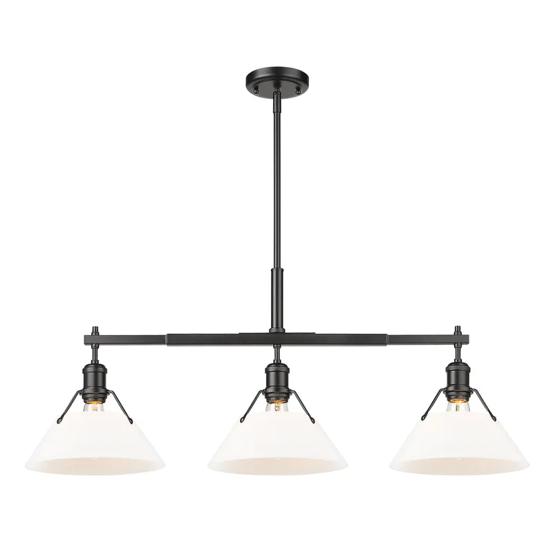 Yep by Golden Lighting Orwell 3-light Island Light in Matte Black and Opal Glass — Golden Lighting LED Pendant Lights  