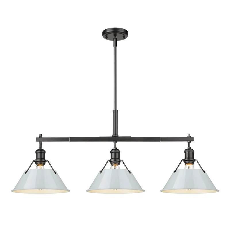 Yep by Golden Lighting Orwell 3-light Island Light in Matte Black and Dusky Blue shade — Golden Lighting LED Pendant Lights  