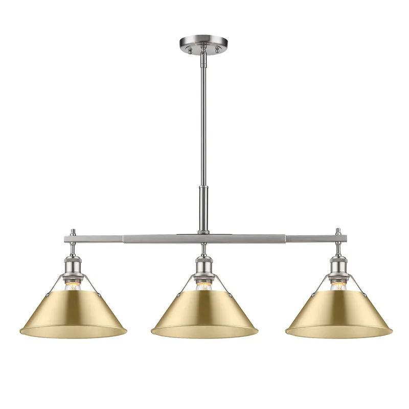 Yep by Golden Lighting Orwell 3-light Island Light in Pewter and Brushed Champagne Brass shade — Golden Lighting LED Pendant Lights  