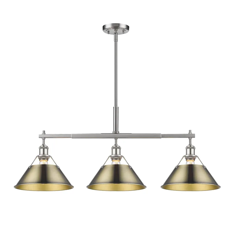 Yep by Golden Lighting Orwell 3-light Island Light in Pewter and Aged Brass shade — Golden Lighting LED Pendant Lights  