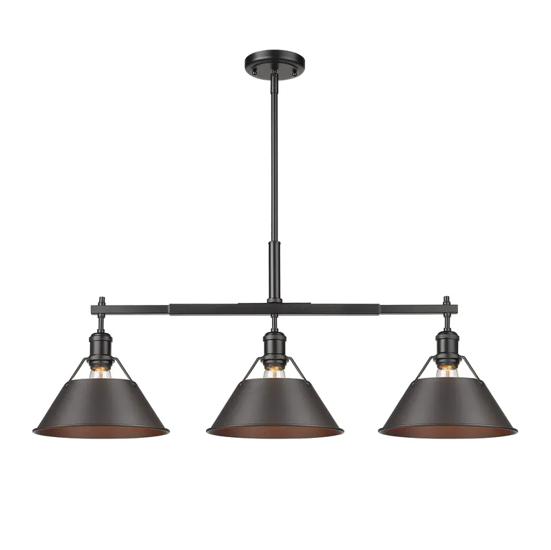 Yep by Golden Lighting Orwell 3-light Island Light in Matte Black and Rubbed Bronze shade — Golden Lighting LED Pendant Lights  