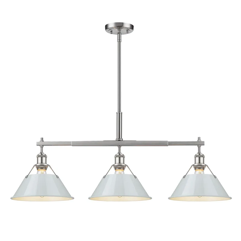 Yep by Golden Lighting Orwell 3-light Island Light in Pewter and Dusky Blue shade — Golden Lighting LED Pendant Lights  
