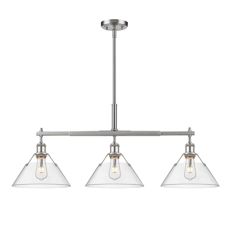 Yep by Golden Lighting Orwell 3-light Island Light in Pewter and Clear Glass — Golden Lighting LED Pendant Lights  