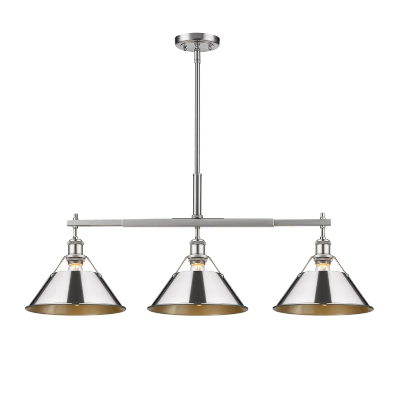 Yep by Golden Lighting Orwell 3-light Island Light in Pewter and Chrome shade — Golden Lighting LED Pendant Lights  