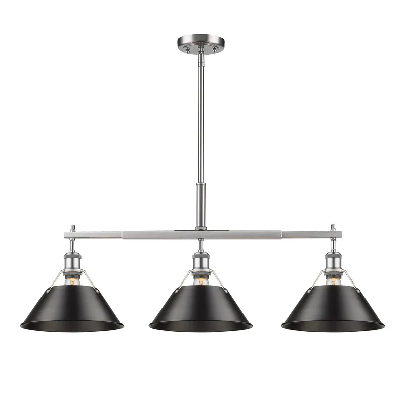 Yep by Golden Lighting Orwell 3-light Island Light in Pewter and Matte Black shade — Golden Lighting LED Pendant Lights  