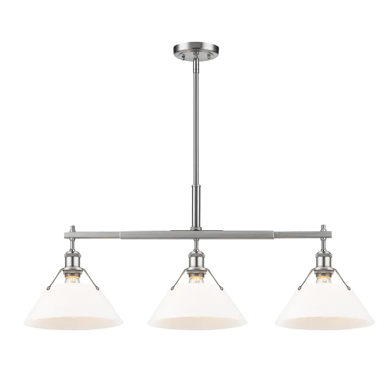 Yep by Golden Lighting Orwell 3-light Island Light in Pewter and Opal Glass — Golden Lighting LED Pendant Lights  