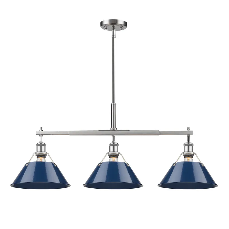 Yep by Golden Lighting Orwell 3-light Island Light in Pewter and Navy Blue shade — Golden Lighting LED Pendant Lights  