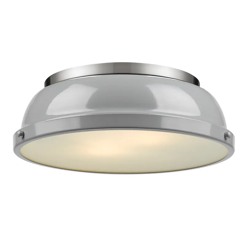 Yep by Golden Lighting Duncan 2-light Flush Mount in Pewter and Gray shade — Golden Lighting LED Ceiling Lights 60.0W 