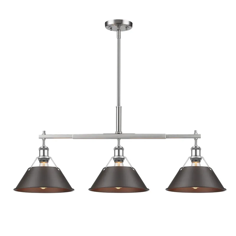 Yep by Golden Lighting Orwell 3-light Island Light in Pewter and Rubbed Bronze shade — Golden Lighting LED Pendant Lights  